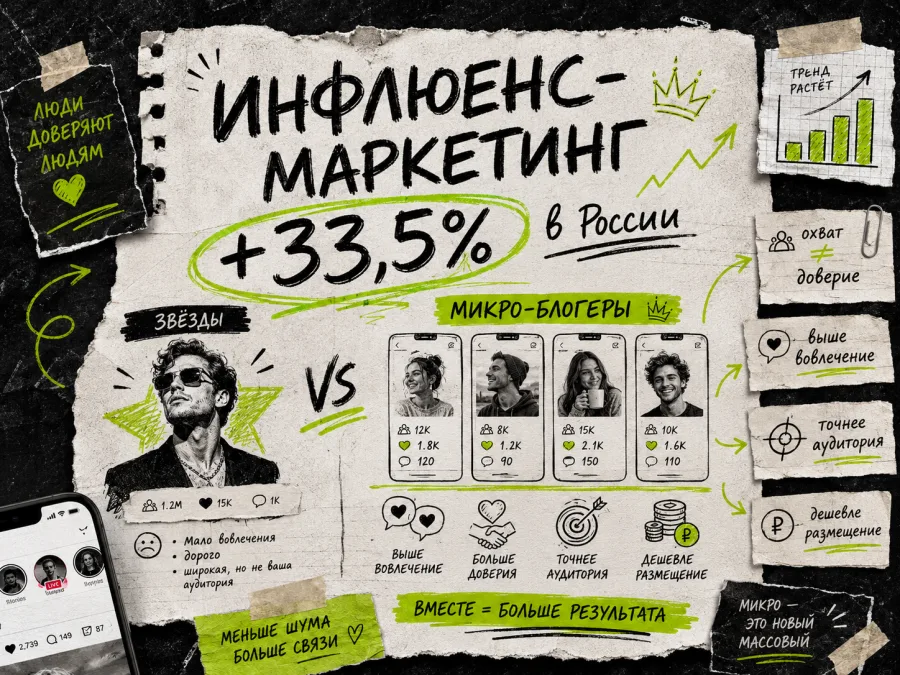 Инфлюенс-маркетинг вырос на 33,5% в России: почему микро-блогеры обходят звёзд