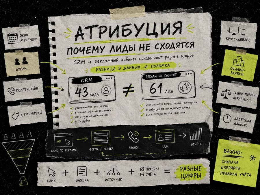 Атрибуция сломана? почему в CRM и рекламном кабинете разное количество лидов